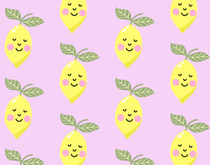 Summer vector lemon lime fruit seamless pattern.