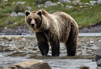 Obraz premium A view of a Grizzly Bear in the forest
