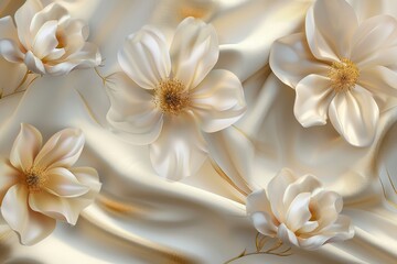 Close Up of White Flowers on White Fabric
