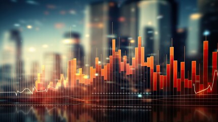 Abstract blurred bokeh effect with stock market charts and banking