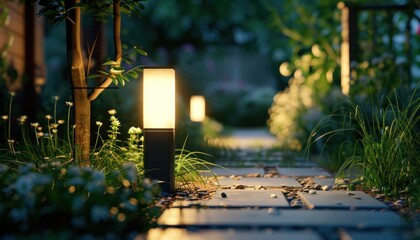 Midnight Serenity: A Pathway Illuminated by Dynamic Volumetric Lights. Generative AI