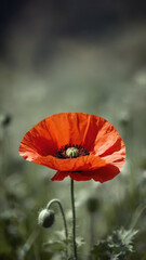 Blooming Poppies in Meadow: A Colorful Spring-Summer Spectacle