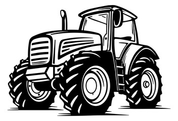 black silhouette of a tractor without background