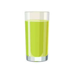 Full glass of green juice. Isolated vector summer drink for flat design
