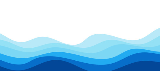 Sea waves layer vector background illustration. Sea beach vector illustration.