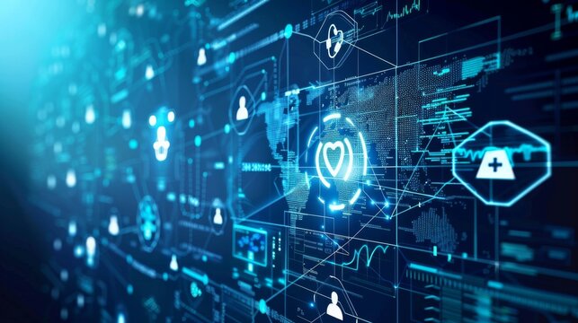 Medical abstract, Healthcare networking and data connected of patient on internet digital technologies, Medical online, consultation, Communication of Health on global network. Medicine technology.