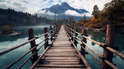 Obraz premium wooden bridges on the lake