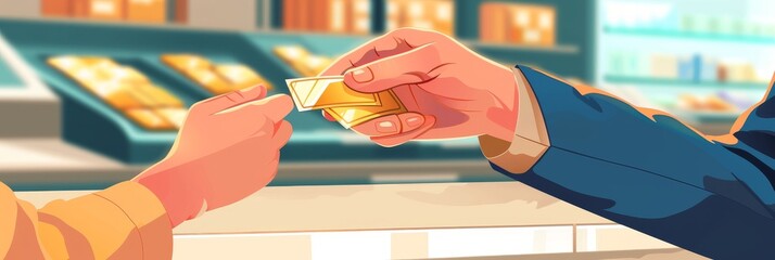 The photo shows a customer's hand paying with a credit card to a waiter at a restaurant.