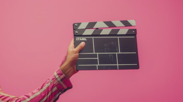 Hand Holding a Movie Clapperboard