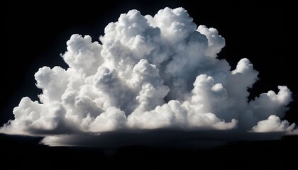 White cloud isolated on black background create with ai
