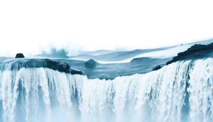 Waterfall cascading over a cliff a wavy blue background create with ai