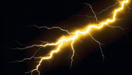 yellow lightning flash on a black background create with ai