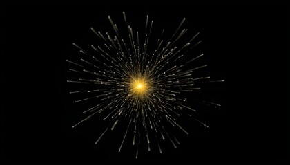 yellow firework isolated on a black background create with ai
