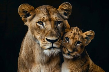 Fototapeta premium Predator´s love. Lioness and cub