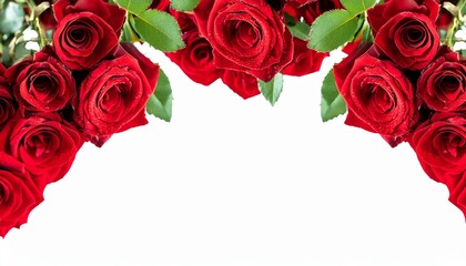 Red roses frame border for text and design with copy space .isolated on white background