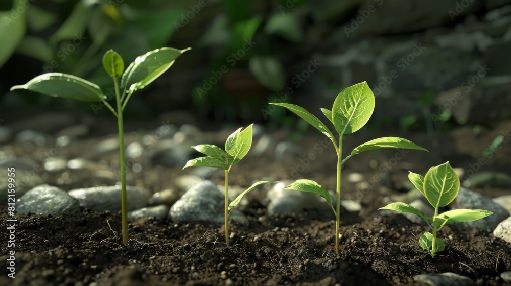 Aufkleber Presentation of plant germination sequence and plant growth concept in the suitable external environment.