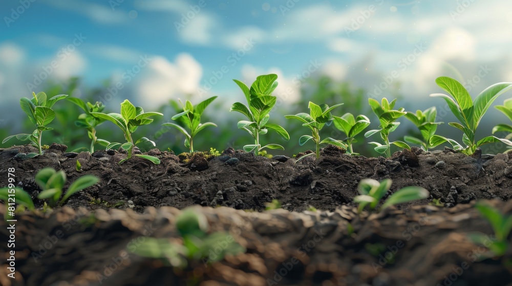 Poster presentation of plant germination sequence and plant growth concept in the suitable external environ