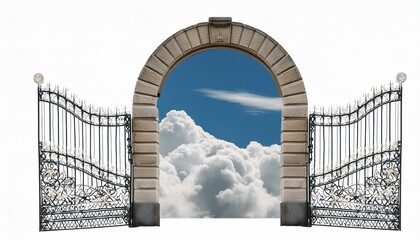 The Pearly Gates with clouds and Heaven .isolated on white background