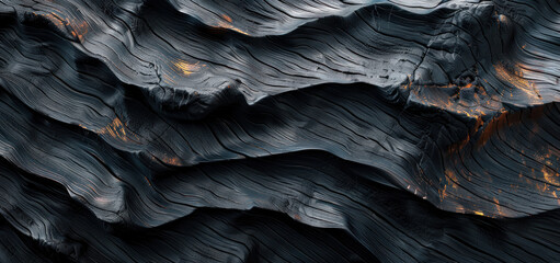 Obraz premium rich black wood textures with deep orange curves, abstract design