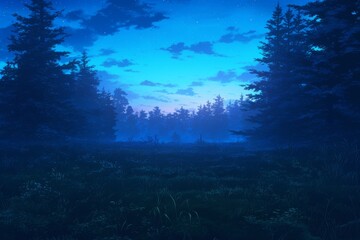 ethereal foggy forest background with a sense of solitude and quiet beauty