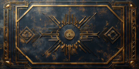 Luxury golden ornament on dark background. Vintage metal texture with decorative elements.