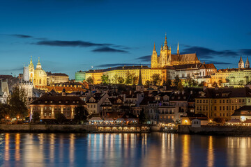 Night view of Saint Vitus Cathedral in Prague