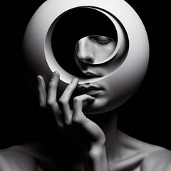 surreal black and white portrait