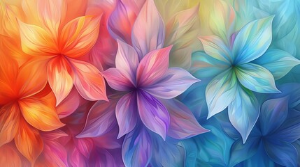 A digital painting of colorful abstract petals