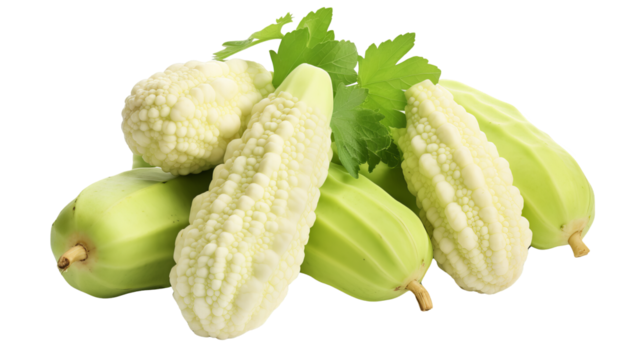 White bitter melon, also known as balsam pear, is a tropical vine that produces white, warty fruit. It is used in many Asian cuisines, and is known for its bitter taste.