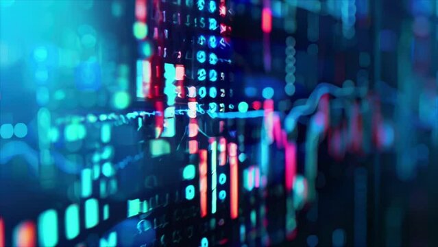 Stock and forex trading chart, digits and numbers. Binary data and digital code concept background