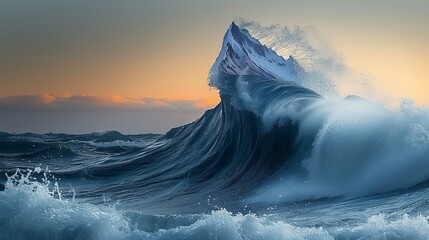 A photo of an ocean wave with the water forming into a shape resembling K2 - obrazy, fototapety, plakaty