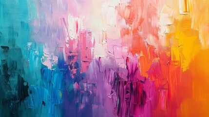 Abstract colorful painting with brush strokes and palette knife, vibrant colors