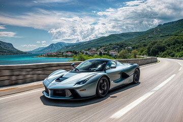 car on the road with beautiful view