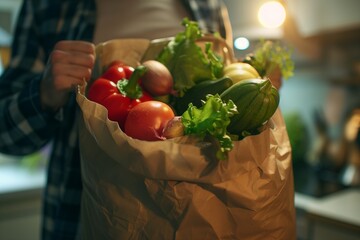Man Enjoying Grocery Shopping with Fresh Produce