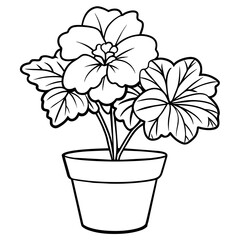 Geranium flower outline coloring book page line art drawing vector illustration for children and adults