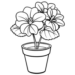 Geranium flower outline coloring book page line art drawing vector illustration for children and adults