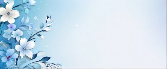 Watercolor elegant floral background design with blue and white flowers