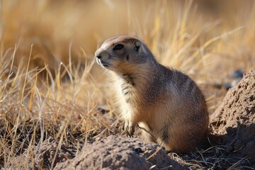 Fototapeta premium Prairie dogs, genus Cynomys outdoors in nature background, Ai generated