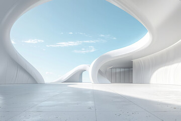 Obraz premium Concrete outdoor square building,Empty architectural background. 