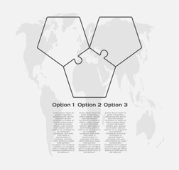 Three piece infographic pentagon puzzle process