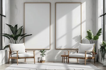 Office Interior with Blank White Poster Mockup created with Generative AI