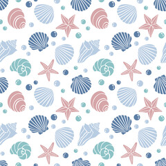 Coastal pattern repeat pattern seashells pattern beach starfish print design vector file