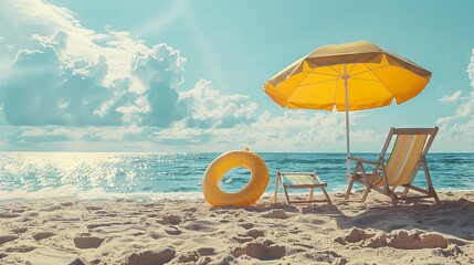 Obraz premium umbrellas and sun loungers on a beach