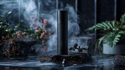 Naklejka premium cream tube, cosmetic tube blank mockup. Beauty product packaging, low light cosmetic tube photography mockup with copy space.