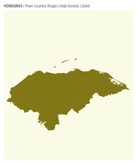 Honduras plain country map. High Details. Solid style. Shape of Honduras. Vector illustration.