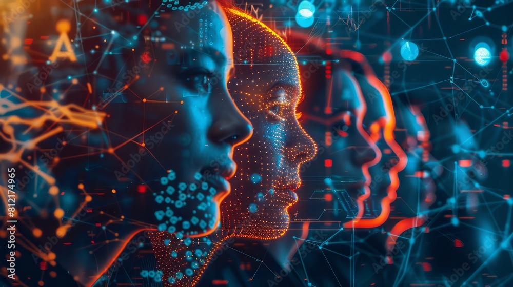 Poster three women's faces are shown in a computer generated image