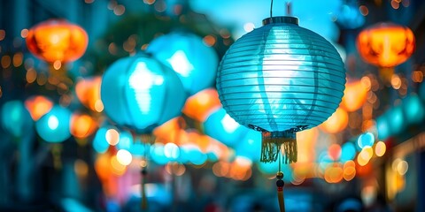 Chinatown in San Francisco with traditional Chinese lanterns on display. Concept Chinatown, San...