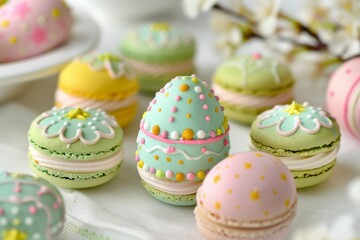 Obraz premium Colorful Macaroons Spread on a Table