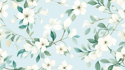 Seamless floral pattern with  watercolor flowers on summer background, watercolor illustration. Template design for textiles, interior, clothes, wallpaper