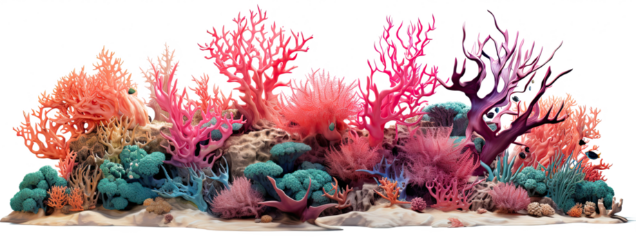 Coral reef isoalted on transparent background 